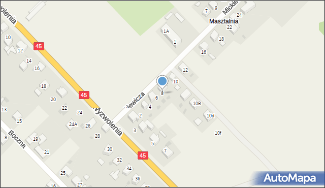 Krzyżanowice, Mickiewicza Adama, 8, mapa Krzyżanowice