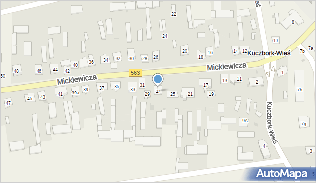 Kuczbork-Wieś, Mickiewicza Adama, 27, mapa Kuczbork-Wieś