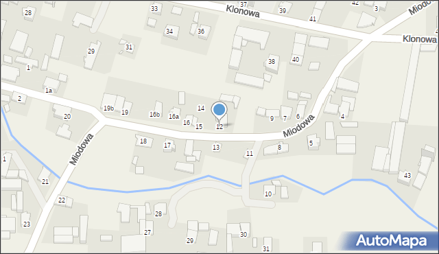 Kujakowice Górne, Miodowa, 12, mapa Kujakowice Górne