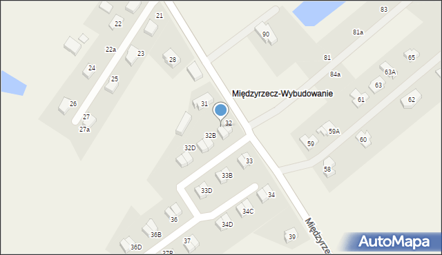 Kuźnik, Międzyrzecz-Wybudowanie, 32A, mapa Kuźnik