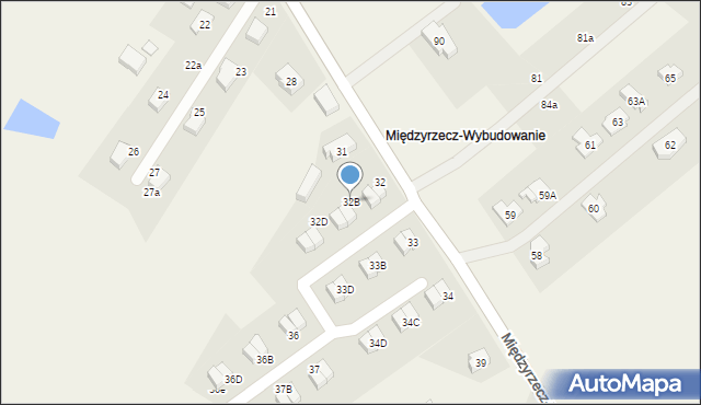 Kuźnik, Międzyrzecz-Wybudowanie, 32B, mapa Kuźnik