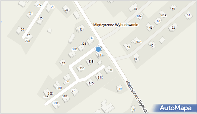 Kuźnik, Międzyrzecz-Wybudowanie, 33A, mapa Kuźnik