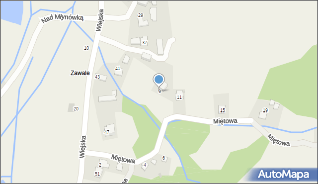 Laskowa, Miętowa, 9, mapa Laskowa