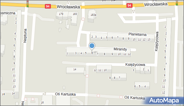 Legnica, Mirandy, 6, mapa Legnicy