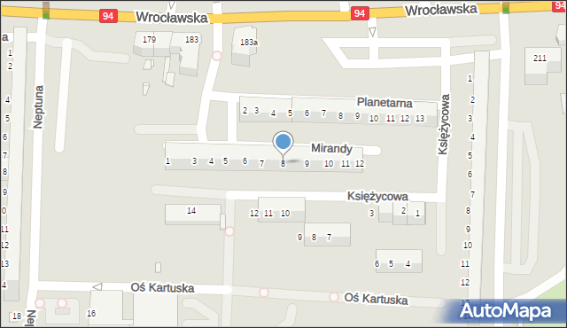 Legnica, Mirandy, 8, mapa Legnicy