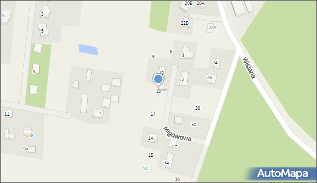 Liszyno, Migdałowa, 12, mapa Liszyno