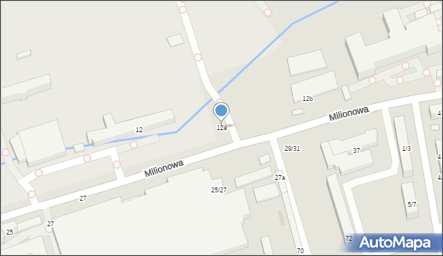 Łódź, Milionowa, 12a, mapa Łodzi