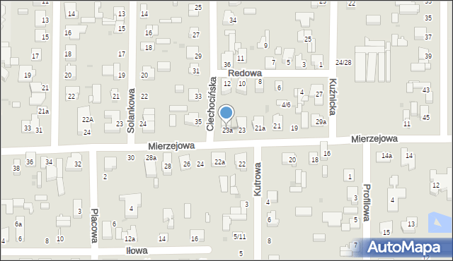 Łódź, Mierzejowa, 23a, mapa Łodzi