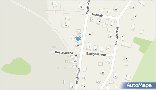 Łokacz Mały, Mickiewicza Adama, 38, mapa Łokacz Mały