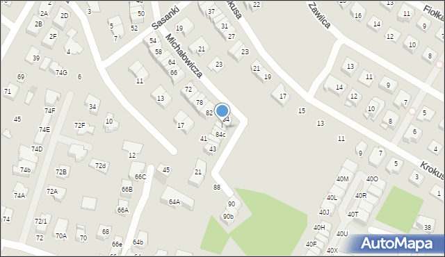 Łomianki, Michałowicza Mieczysława, prof., 84b, mapa Łomianki