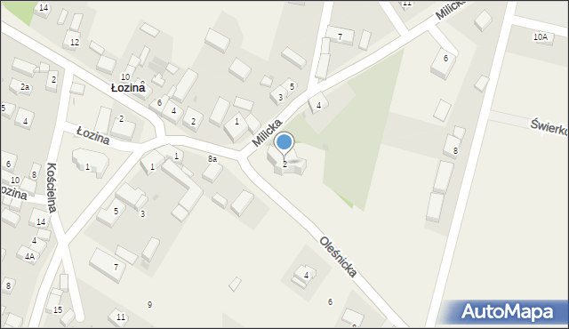 Łozina, Milicka, 2, mapa Łozina