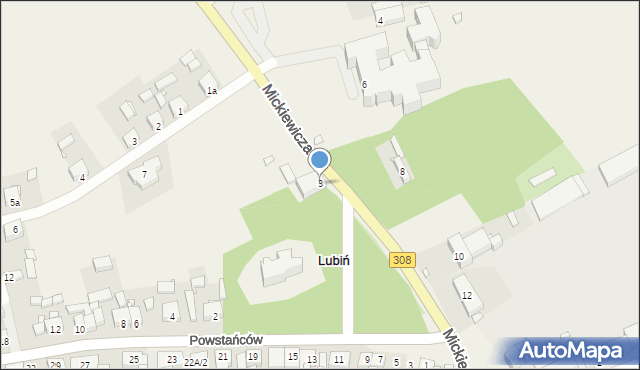 Lubiń, Mickiewicza Adama, 3, mapa Lubiń