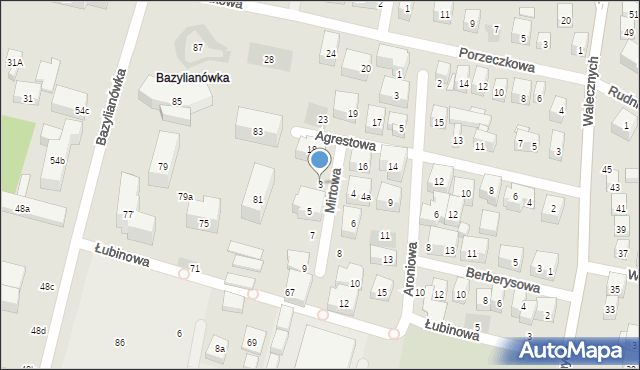 Lublin, Mirtowa, 3, mapa Lublina