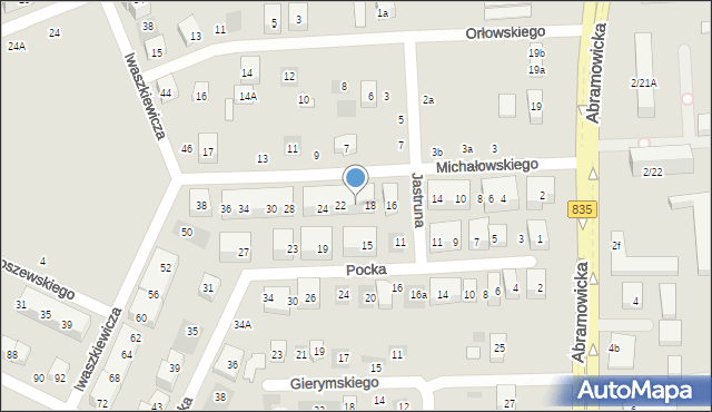 Lublin, Michałowskiego Piotra, 20, mapa Lublina