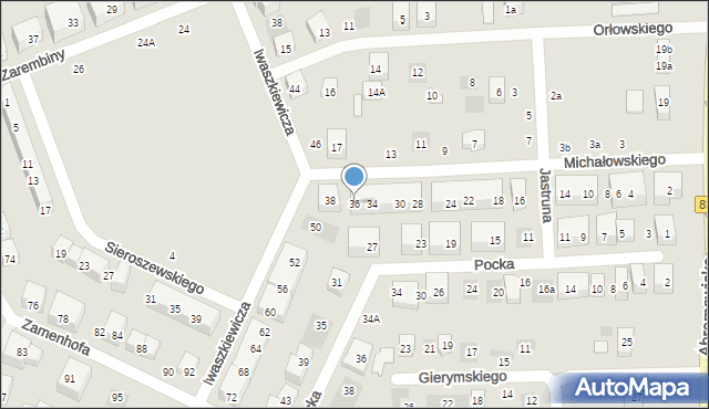 Lublin, Michałowskiego Piotra, 36, mapa Lublina