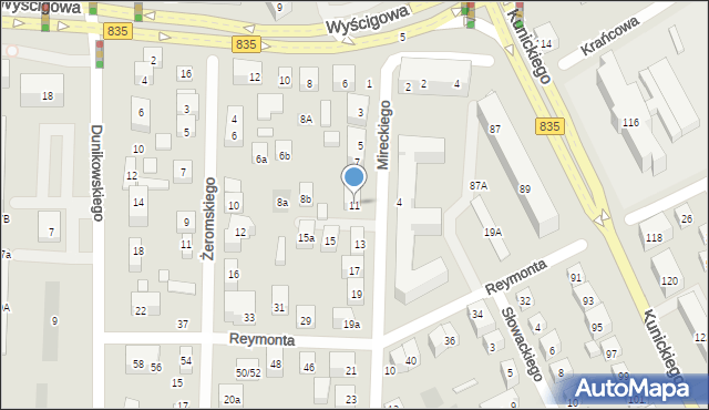 Lublin, Mireckiego Franciszka, 11, mapa Lublina