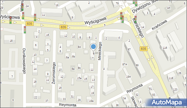 Lublin, Mireckiego Franciszka, 5, mapa Lublina