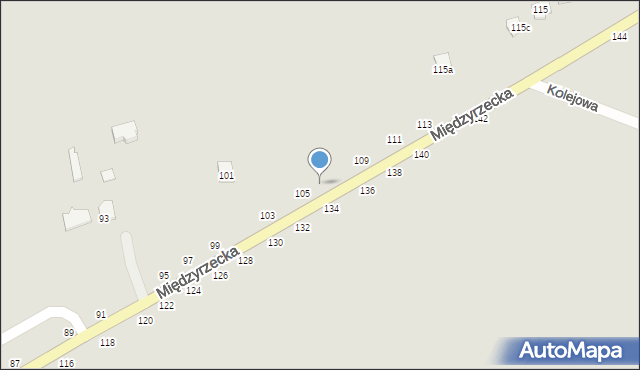 Łuków, Międzyrzecka, 107, mapa Łuków