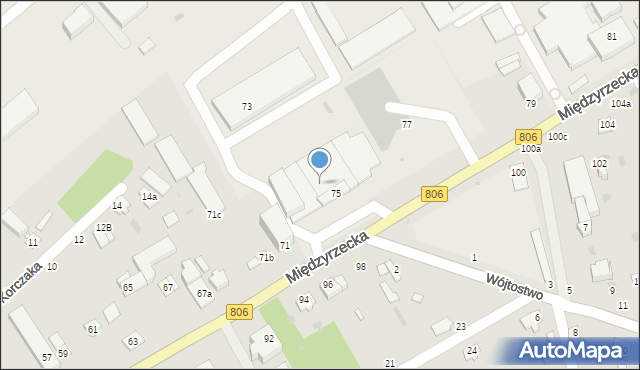 Łuków, Międzyrzecka, 71, mapa Łuków