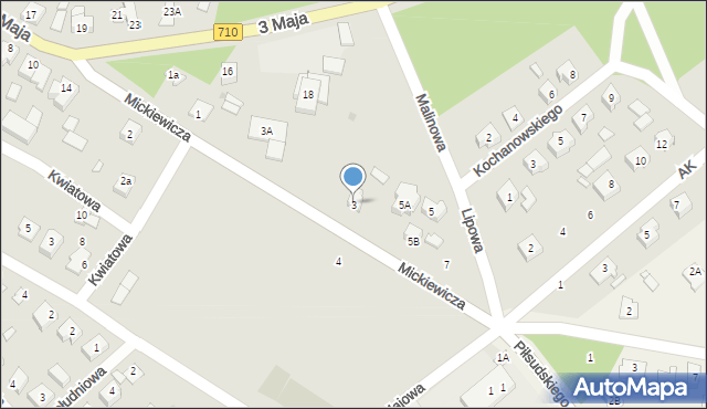 Lutomiersk, Mickiewicza Adama, 3, mapa Lutomiersk