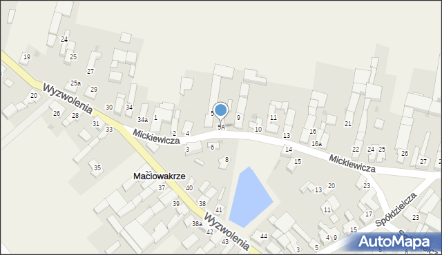 Maciowakrze, Mickiewicza Adama, 5A, mapa Maciowakrze