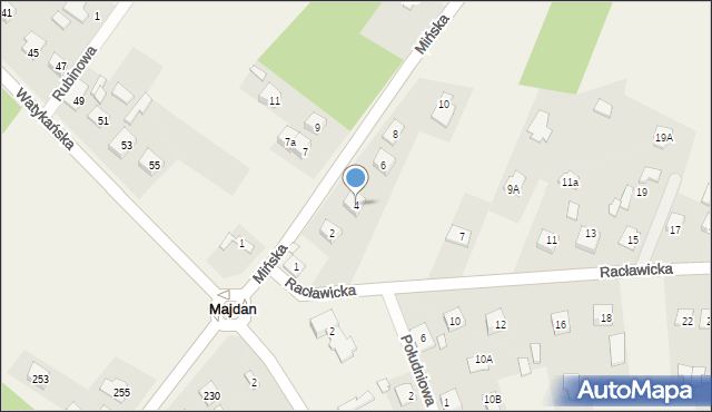 Majdan, Mińska, 4, mapa Majdan