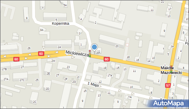 Maków Mazowiecki, Mickiewicza Adama, 20a, mapa Maków Mazowiecki