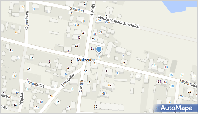 Malczyce, Mickiewicza Adama, 1, mapa Malczyce