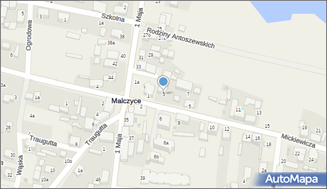 Malczyce, Mickiewicza Adama, 3, mapa Malczyce