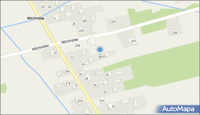 Michniów, Michniów, 25, mapa Michniów