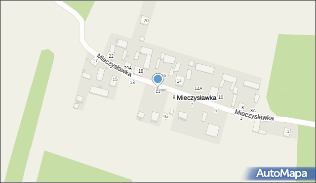 Mieczysławka, Mieczysławka, 11, mapa Mieczysławka