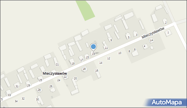 Mieczysławów, Mieczysławów, 13, mapa Mieczysławów