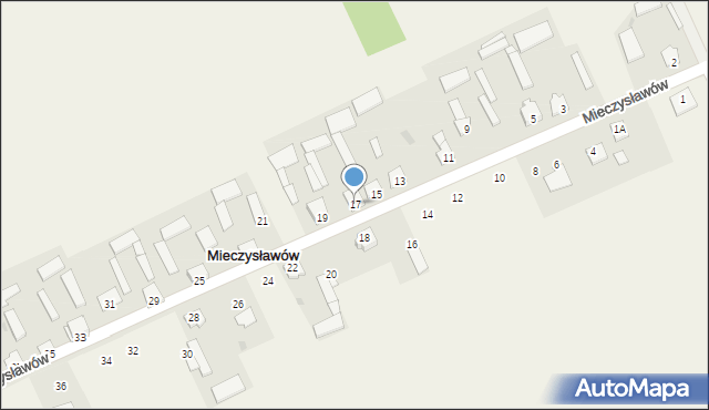 Mieczysławów, Mieczysławów, 17, mapa Mieczysławów