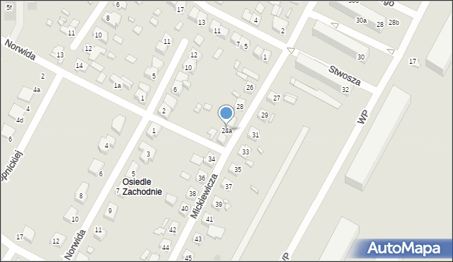 Międzyrzecz, Mickiewicza Adama, 24a, mapa Międzyrzecz