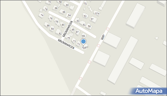 Międzyrzecz, Mickiewicza Adama, 71A, mapa Międzyrzecz