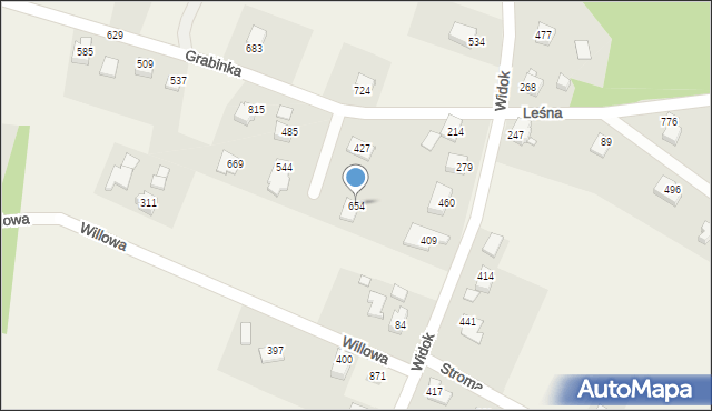 Międzyrzecze Górne, Międzyrzecze Górne, 654, mapa Międzyrzecze Górne