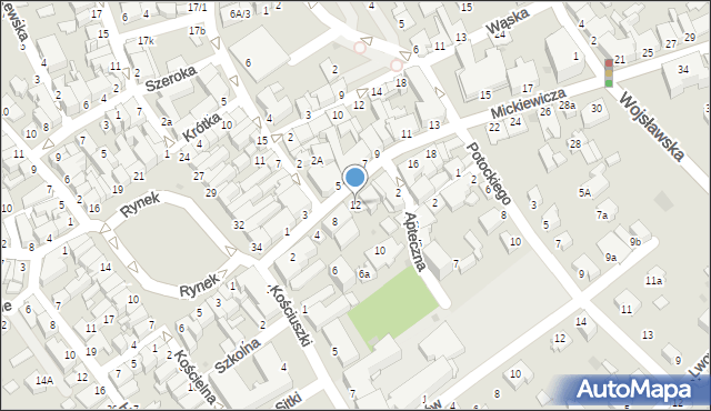 Mielec, Mickiewicza Adama, 12, mapa Mielca