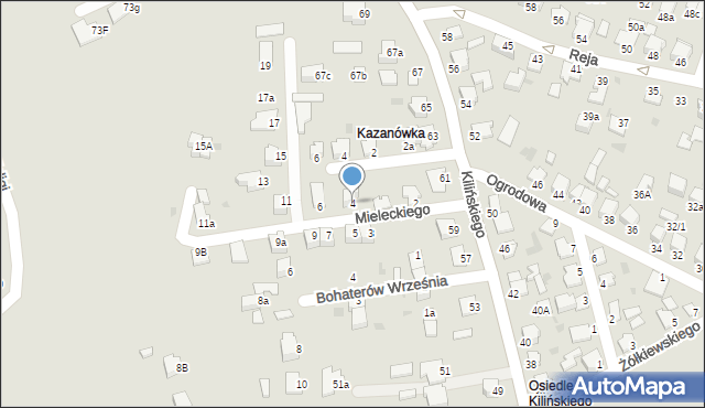 Mielec, Mieleckiego, 4, mapa Mielca