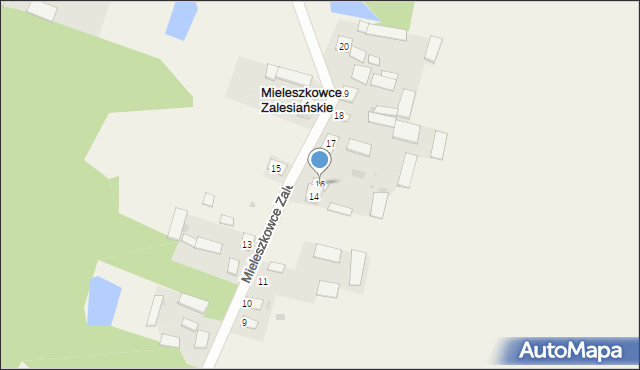 Mieleszkowce Zalesiańskie, Mieleszkowce Zalesiańskie, 16, mapa Mieleszkowce Zalesiańskie