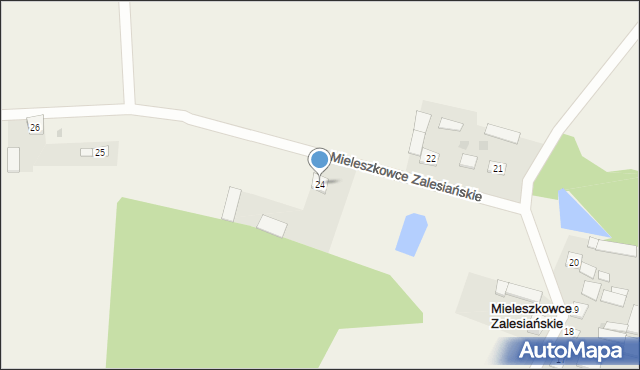 Mieleszkowce Zalesiańskie, Mieleszkowce Zalesiańskie, 24, mapa Mieleszkowce Zalesiańskie