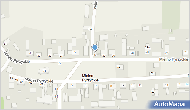 Mielno Pyrzyckie, Mielno Pyrzyckie, 32, mapa Mielno Pyrzyckie