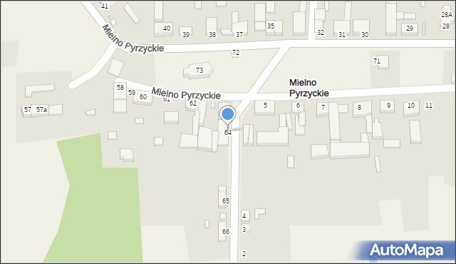 Mielno Pyrzyckie, Mielno Pyrzyckie, 64, mapa Mielno Pyrzyckie