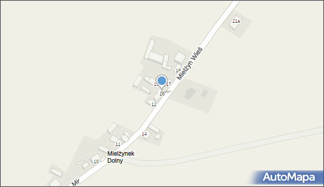 Mielżyn, Mielżyn Wieś, 16, mapa Mielżyn