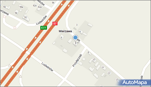 Mierzawa, Mierzawa, 5, mapa Mierzawa