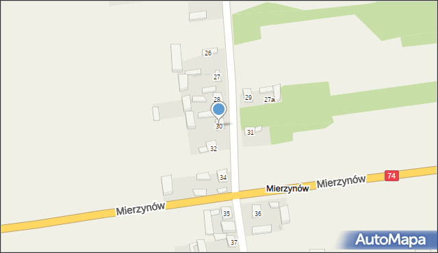 Mierzynów, Mierzynów, 30, mapa Mierzynów