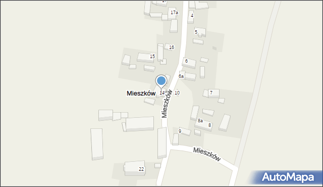 Mieszków, Mieszków, 14, mapa Mieszków