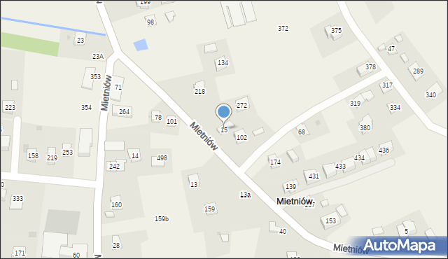 Mietniów, Mietniów, 15, mapa Mietniów