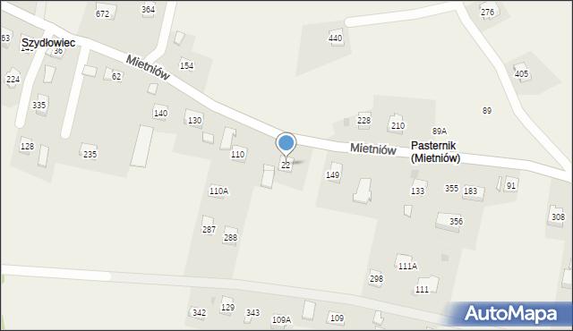 Mietniów, Mietniów, 22, mapa Mietniów