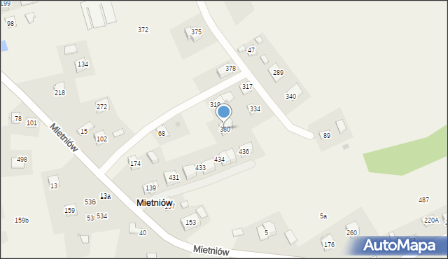 Mietniów, Mietniów, 380, mapa Mietniów