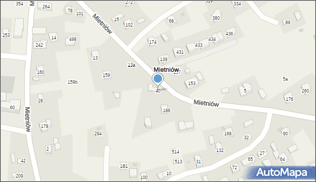 Mietniów, Mietniów, 40, mapa Mietniów